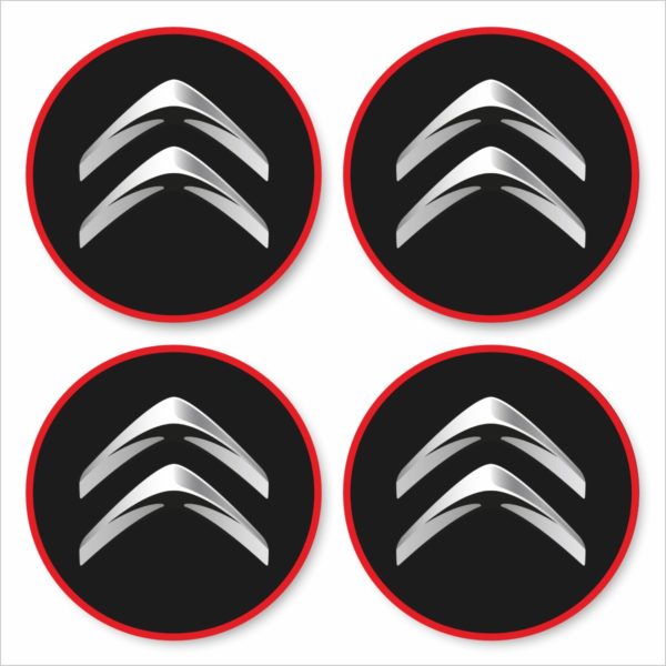 Wielnaaf stickers Citroen Zwart Logo met rode rand