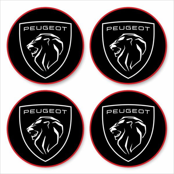 Wielnaaf stickers Peugeot Zwart Nieuw Logo met rode rand
