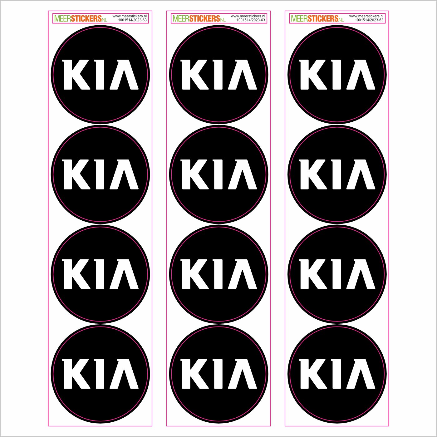 Wielnaaf stickers Kia Zwart Chroom